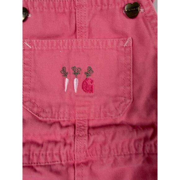 Carhartt Girl Pink Overalls 24 Months Cotton Embroidered Veggie Detail - Picture 5 of 9